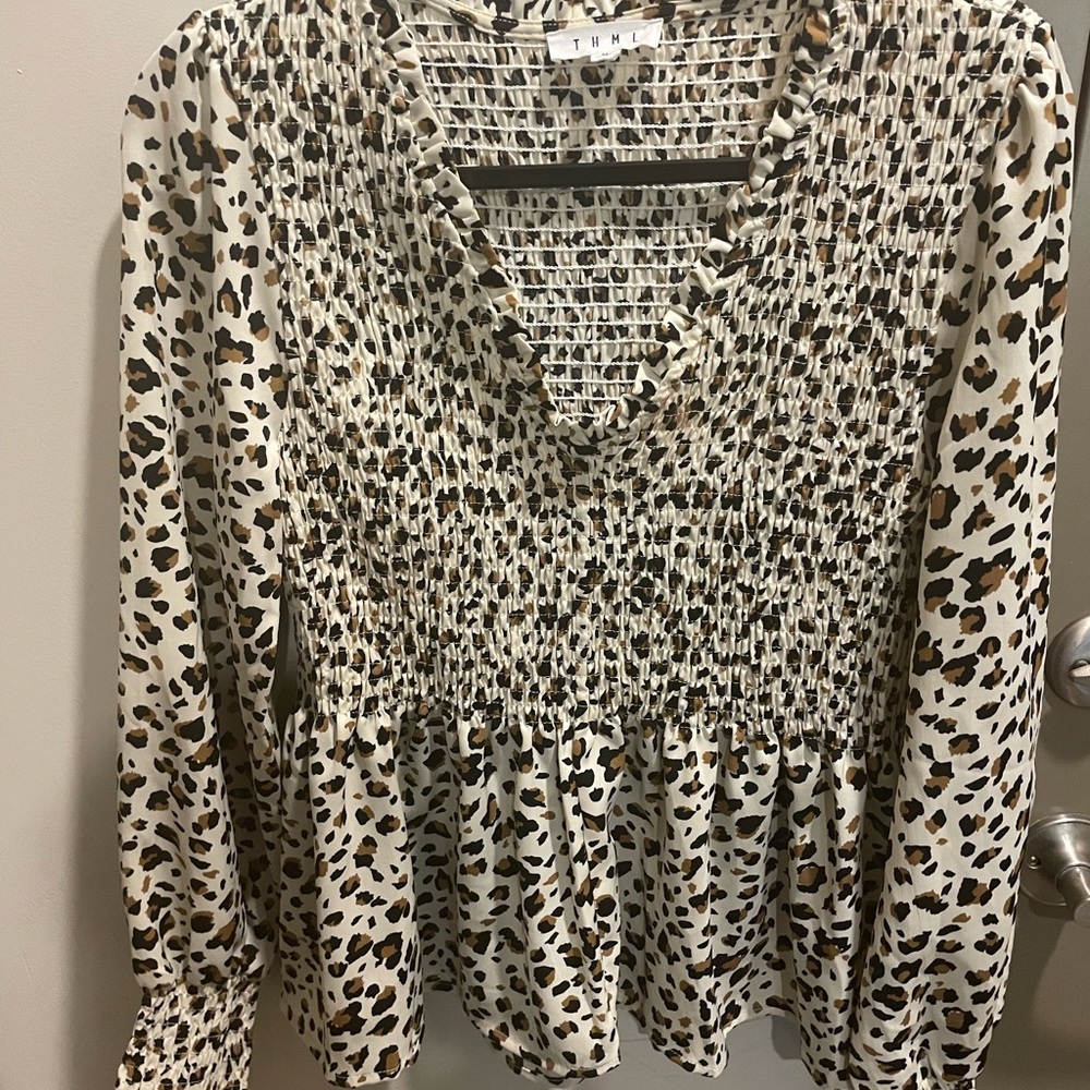 THML leopard blouse, size M